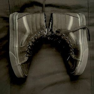 Vans Black High Top Skate Shoes Off The Wall Old Skool Lace Up Womens Size 5